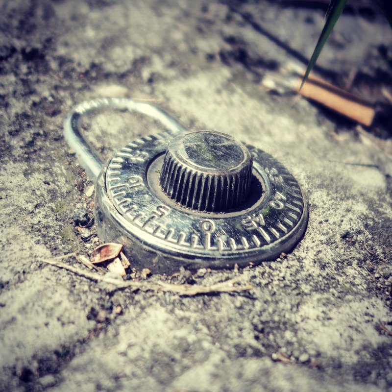 Padlock embedded in the street